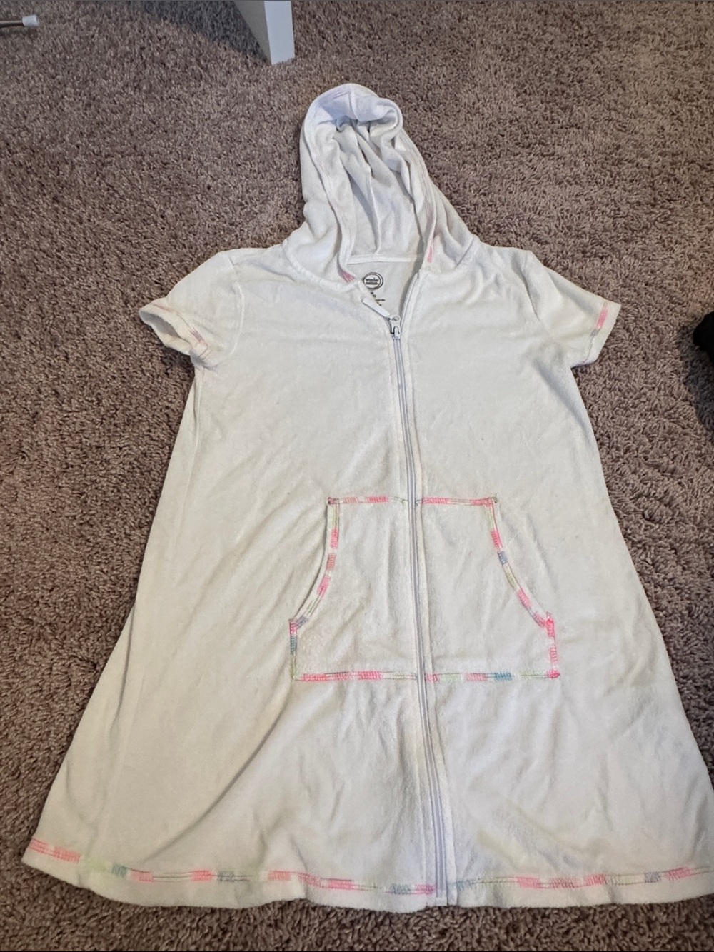 Swimsuit coverup white with rainbow colors size 7/8 wonder nation
